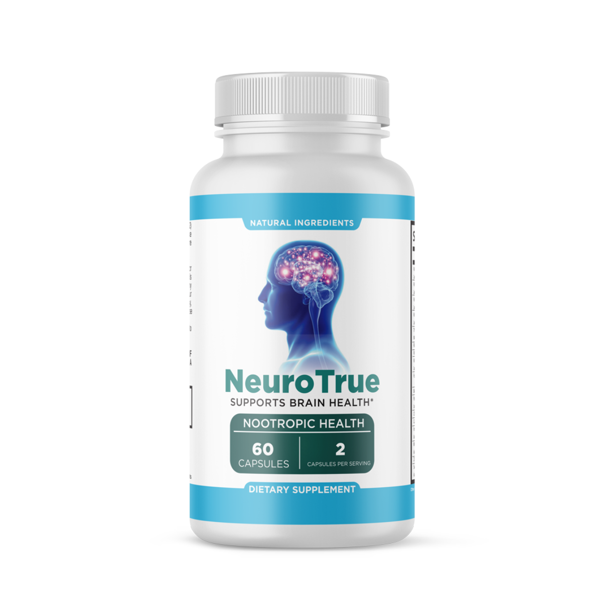 NeuroTrue Nootropic Health+ Natural Brain Support & Cognitive Clarity Supplement Healthcare Fitness Dietary Edible with Magnesium